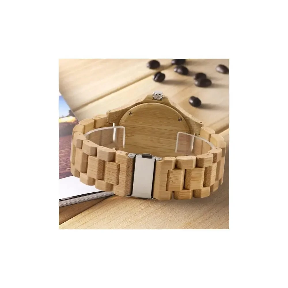 Tiong Brand Wooden Watches Mens with Handmade Colorful Bamboo Wood Watch Analog